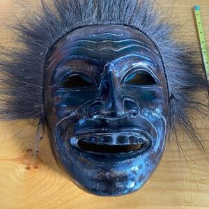 Vintage Handcrafted Black Wooden Mask from Indonesia